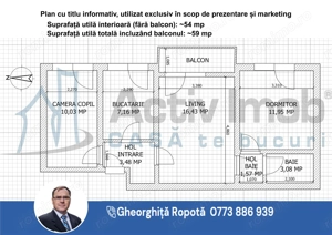 Apartament 3 cam. et. 2 in Moldova Nou #259; - imagine 14