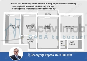 Apartament 3 cam. et. 2 in Moldova Nou #259; - imagine 15