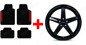  Covorase auto universale Sport Line RED, cauciuc, negru + 4 Stickere jante 5 Zigen