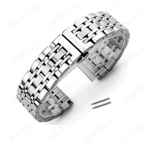 Bratari ceas curea inox 18-24mm,zale pline,capat drept si curbat