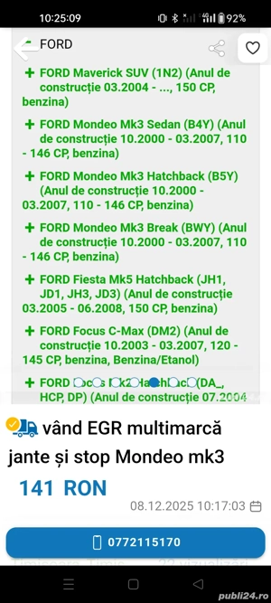 vând Stop EGR Jante complete aliaj R16 Ford Focus, Mondeo, C-Max 5x108 ET 52.5 - imagine 8