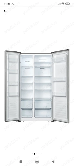 Frigider side by side , are funcție no frost dar la ceva timp îngheață și necesită dezghețare .