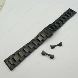 Bratara curea metalica ceas,otel inox,neagra,capăt drept si curbat 20 si 22mm.