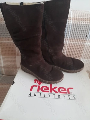 Cizme dama Rieker, piele intoarsa, maro, imblanite, nr. 36, aproape noi - imagine 3
