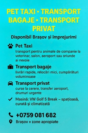 Pet taxi   transport privat   bagaje    disponibil brașov și împrejurimi