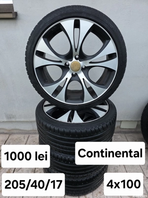 Set 4 jante aliaj 4x100 Renault Dacia echipate cu anvelope vara 205/40/17