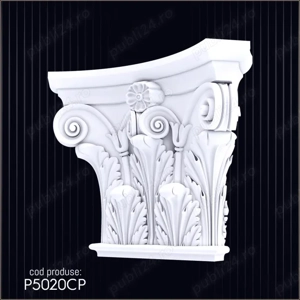 Capitel floral pentru stalpi patrati din poliuretan dur pentru interior si exterior