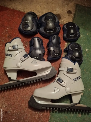 patine 34-35 și protecți coate,palme genunchi 