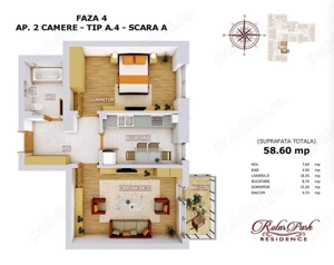 Închiriez apartament 2 camere Zona PĂCII, Rotar Park Residence