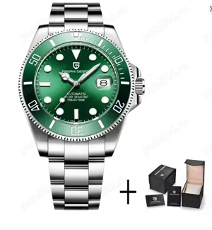 PAGANI DESIGN Ceramic Bezel Automatic Sapphire Glass Hulk Submariner 43 mm mecanism japonez Seiko NH - imagine 4