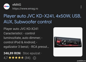 Vând MP3 player auto JVC KD-241,4 50W,USB - imagine 3