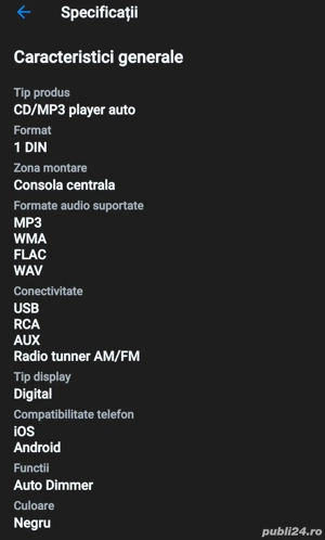 Vând MP3 player auto JVC KD-241,4 50W,USB - imagine 4