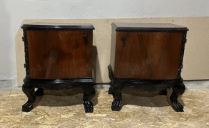 2 buc Noptiera Vintage din lemn Stil Florentin; Mic Dulap cu usa 