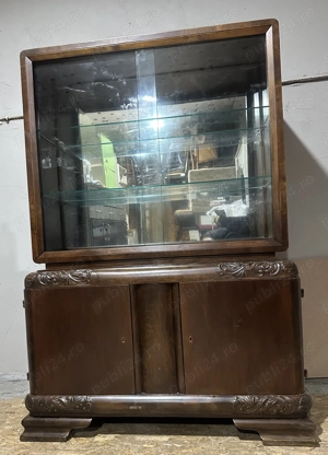 Vitrina Vintage Stil ArtDeco; Comoda cu vitrina din lemn