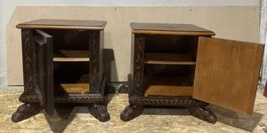 2 buc Noptiera Vintage din lemn Stil Neo Baroc cu elemente sculptate - imagine 2