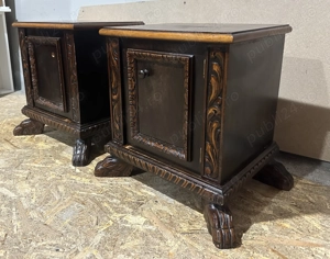 2 buc Noptiera Vintage din lemn Stil Neo Baroc cu elemente sculptate - imagine 4