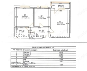 Apartament 2 camere, decomandat, zonă Torontal - 51 mp +3.52 mp balcon - imagine 10