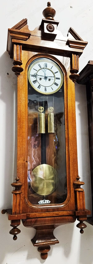 Ceas de perete cu pendul si 2 greutati -regulator vienez