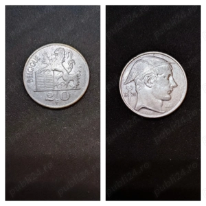 Moneda argint 20 Francs, BELGIA, 1950