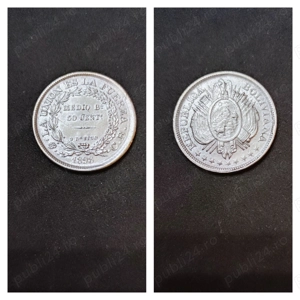 Moneda argint 1:2 Boliviano (50 Centavos), BOLIVIA, 1898