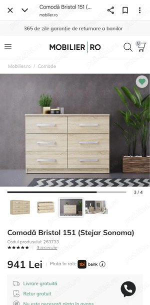 Comoda 6 sertare culoare stejar sonoma - imagine 4