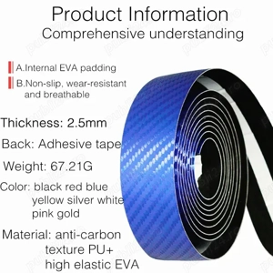 Ghidolina carbon lucioasa moale confortabilă ghidon bicicletă cursiera antiderapanta spuma Eva + PU - imagine 5