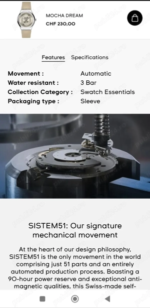 Ceas unisex swatch irony mocha dream, automatic - imagine 4