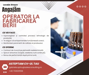 Angajam operator la fabricarea berii!