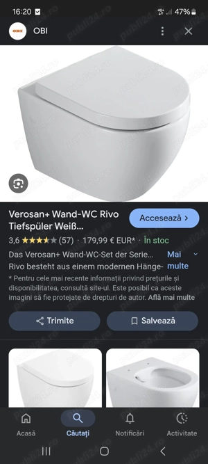 Vand toalete wc ceramica