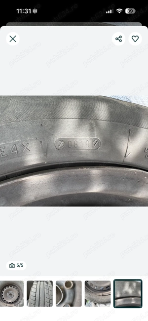 Vand set 4 jante cu anvelope vara Riken. Se pot vinde si 2 cate 2. Anvelope 195/65/15 jantele 5x112  - imagine 2