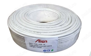 Cablu coaxial RG6 alb 48 0.12mm Cu 1mm Cu 100m