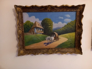 Vand tablou pictat pe panza, unicat, vechi din 1917 semnat Hoppe Dietrich ( Dezso) deosebit - imagine 5