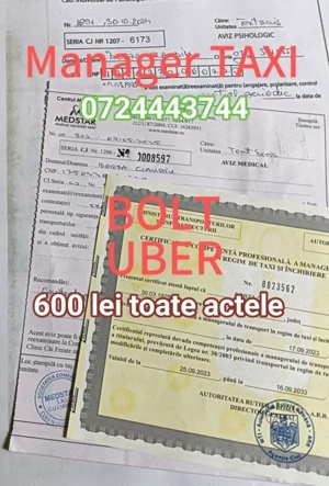 Manager Taxi Bolt Uber toate actele  - imagine 3