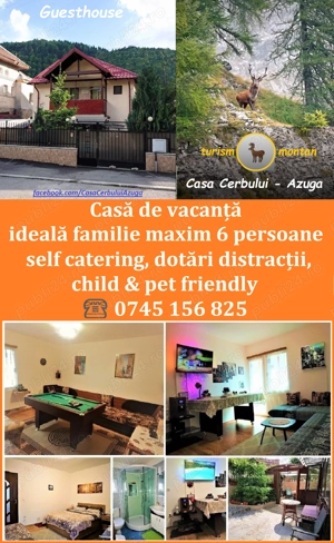 Casa Cerbului vilă munte apart. atestare 3*** preț convenabil, max. 6 pers.