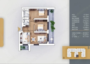 Titan Pallady - 3 camere, Metrou 7  minute, Incalzire in pardoseala - imagine 2