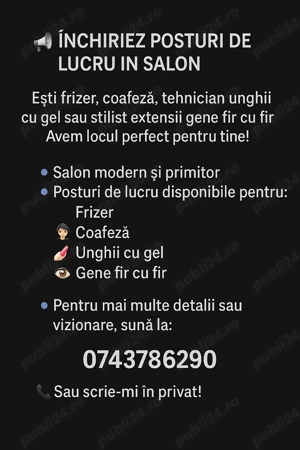 Inchiriez scaun frizer