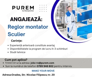 Hai în echipa Purem Oradea! Joburi Deschise: Reglor Montator si Sculier ( zona de indoire tevi)