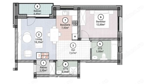 Apartament cu 2 camere 62 mp utili - imagine 2