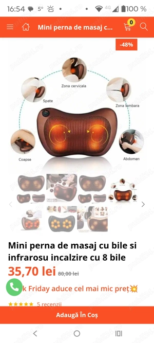 Vând convenabil pernă masaj cu 4 pietre rotative jad și încălzire cu infraroșii  - imagine 2