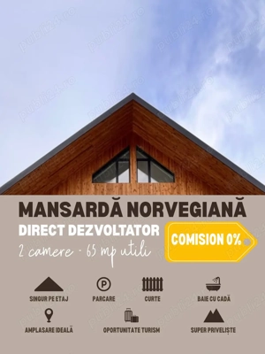 BUȘTENI | Mansardă înaltă | 2 camere | Curte | Parcare | Comision 0%