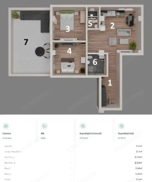 Apartament 3 camere, terasă 31 mp Otopeni central | parcare, comision 0 - imagine 13