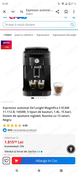 Expresor DeLonghi Magnifica S ECAM 11.112b Sigilat 