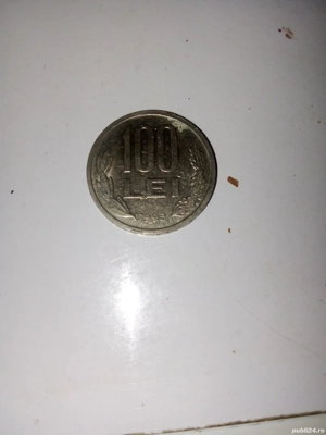 vand monedă de 100 de lei cu chipul lui Mihai Viteazul din anul 1991 in stare buna  - imagine 2