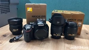 Aparat foto DSLR Nikon D3200 + 3 obiective: Nikkor 18-55mm, Nikkor 35mm, Nikkor 10-20mm