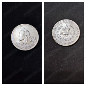 Moneda argint 25 Centavos, GUATEMALA, 1961