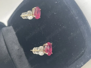 Cercei din aur 18k cu rubine naturale - imagine 3