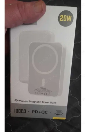 baterie externa 10000mA powerbank MagSafe fast wireless si fast charge iesire type c 20w  , noi 