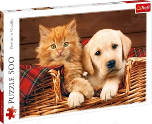 Puzzle 500D Pisicuță și Cățeluș