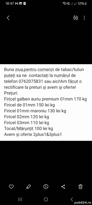 Tutun firicel si tocat oferte 3plus1 pe stoc de la 90 lei pana la 200 lei preturi pentru toata lumea