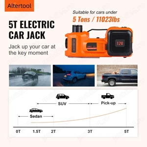 Cric electric auto VEVOR cu compresor, ridica pana la 5 tone, 12V, NOU - imagine 2